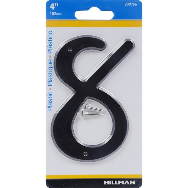 Hillman HILLMAN 4 in. Black Plastic Nail-On Number 8 1 pc, PK10 839766 - main